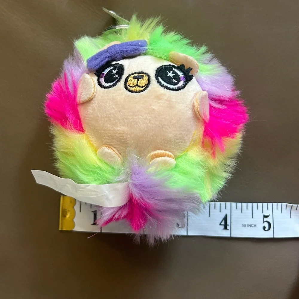 Rainbow💙🩷💚💛💜 Teddy Bear🧸 with purple bow Plush Keychain